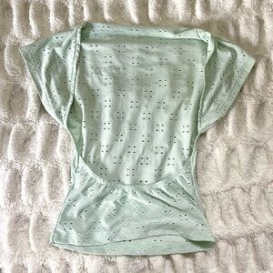 SHEIN Mint Green Open Back Top with Eyelet Detailing